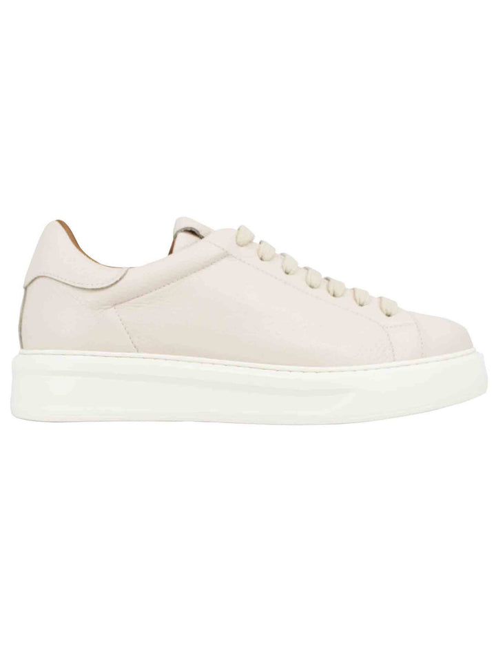 Spatarella Sneakers uomo in pelle beige martellata con suola alta in gomma Offerte giornaliere