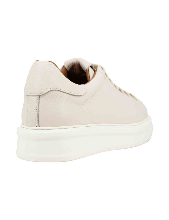 Spatarella Sneakers uomo in pelle beige martellata con suola alta in gomma Offerte giornaliere