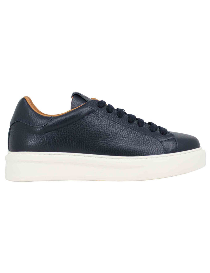 Spatarella Sneakers uomo in pelle blu martellata con suola alta in gomma Offerte speciali