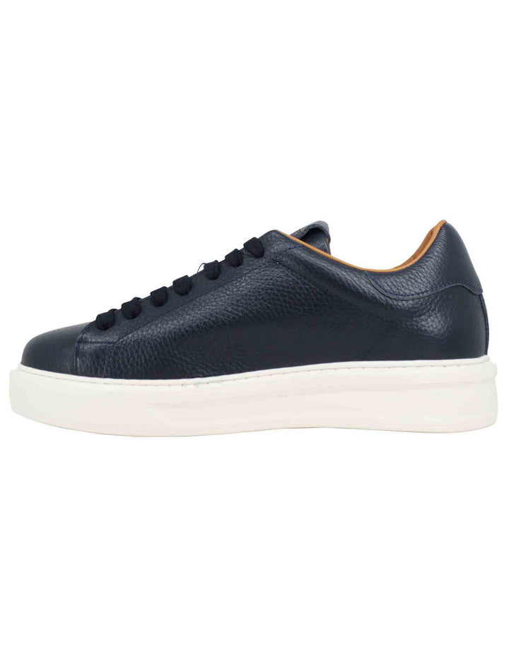 Spatarella Sneakers uomo in pelle blu martellata con suola alta in gomma Offerte speciali