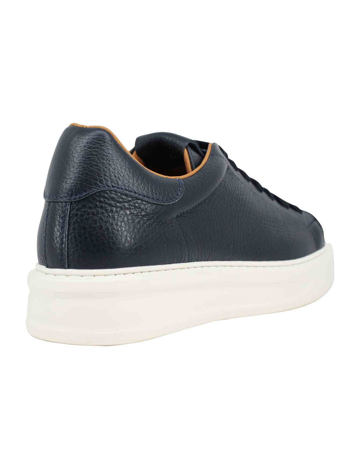 Spatarella Sneakers uomo in pelle blu martellata con suola alta in gomma Offerte speciali