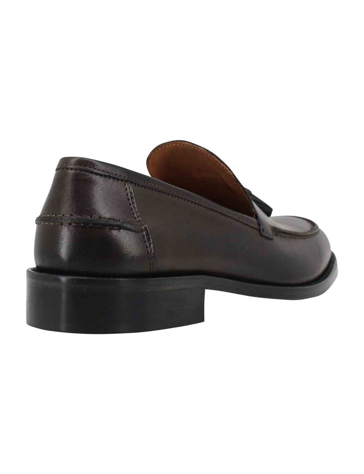 Spatarella Mocassini uomo in pelle testa di moro con suola cucita in cuoio e nappine Super Saving Price