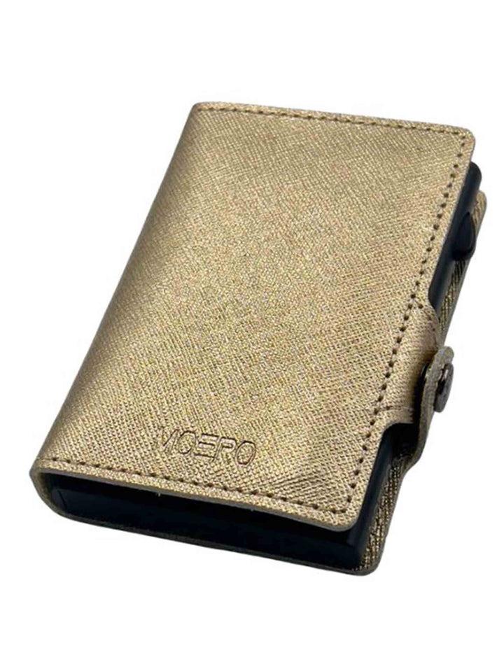 Spatarella Portatessere in pelle saffiano oro antigraffio con portamonete Ultimi tre giorni
