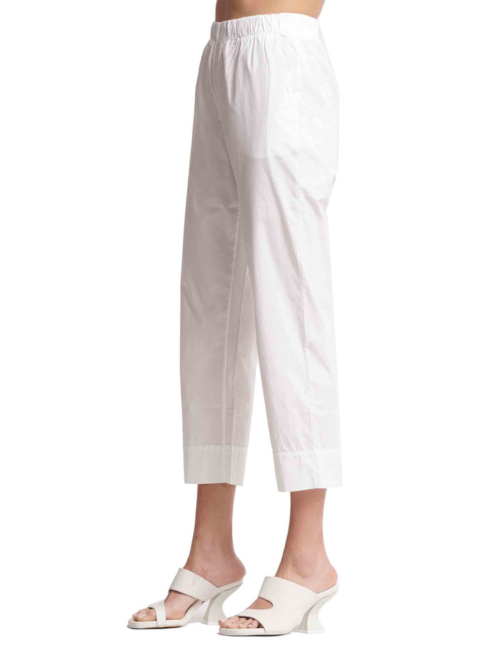 Spatarella Pantaloni donna in cotone bianco con elastico in vita Ultimo giorno