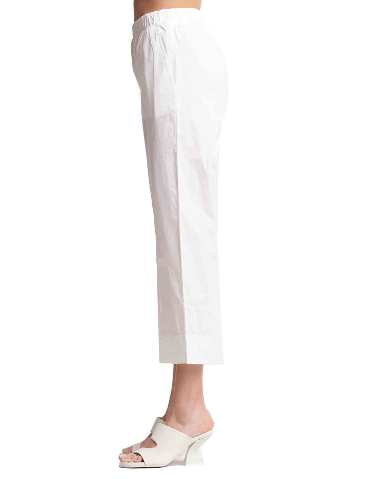 Spatarella Pantaloni donna in cotone bianco con elastico in vita Ultimo giorno
