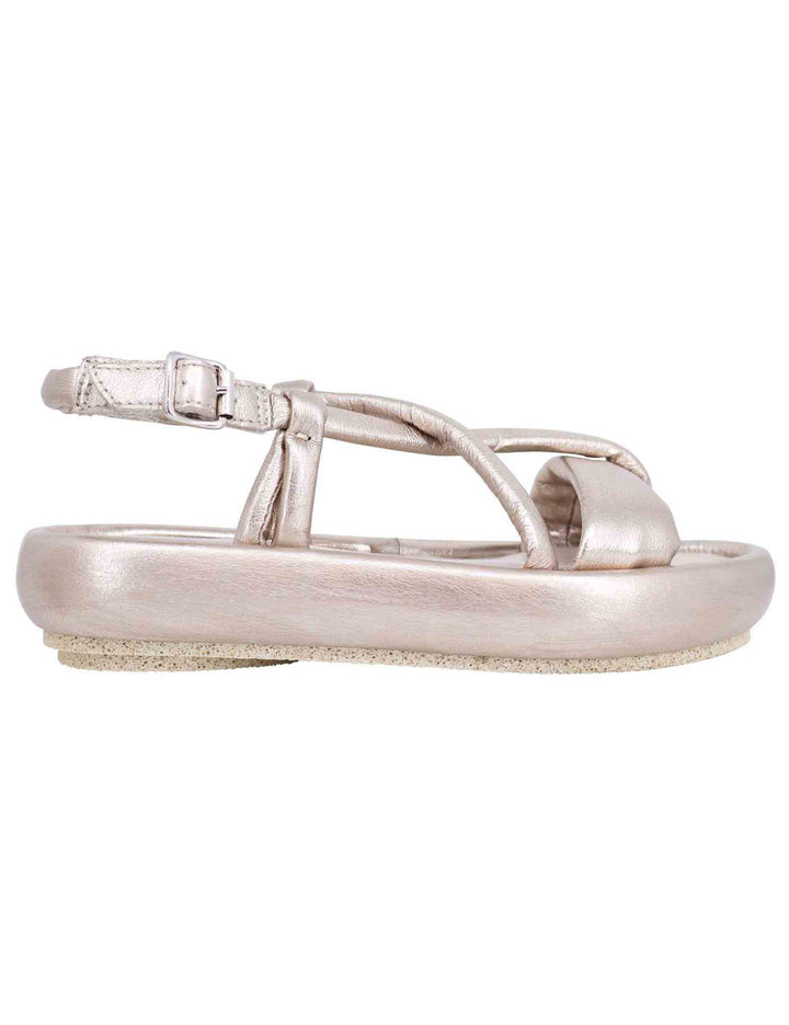 Spatarella Sandali infradito slingback donna in pelle platino con zeppa bassa Only for today