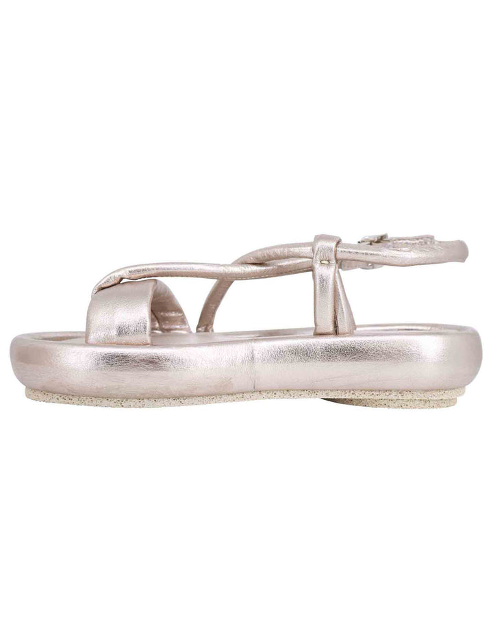 Spatarella Sandali infradito slingback donna in pelle platino con zeppa bassa Only for today
