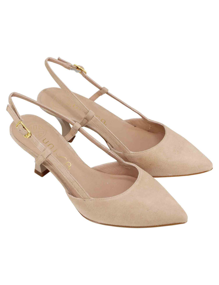 Spatarella Decollete slingback donna in camoscio nude tacco alto Super sconto