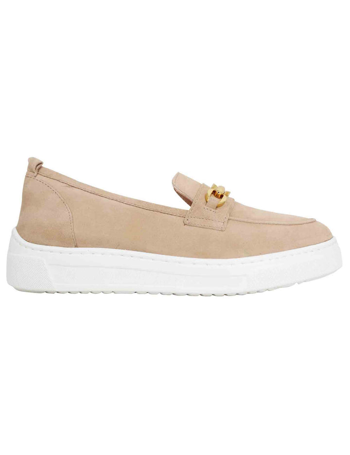 Spatarella Mocassini donna in pelle scamosciata nude con zeppa in gomma 50% di sconto con spedizione gratuita
