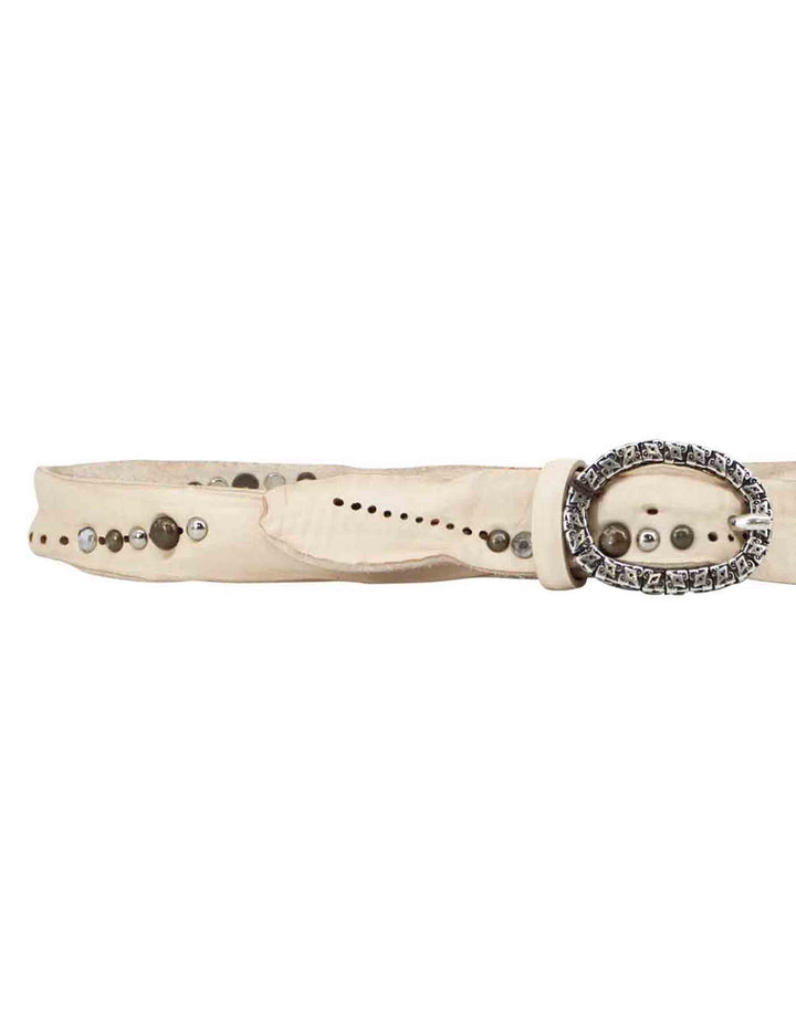 Spatarella Cinture donna in pelle bianca con borchie Limitato a 3 giorni