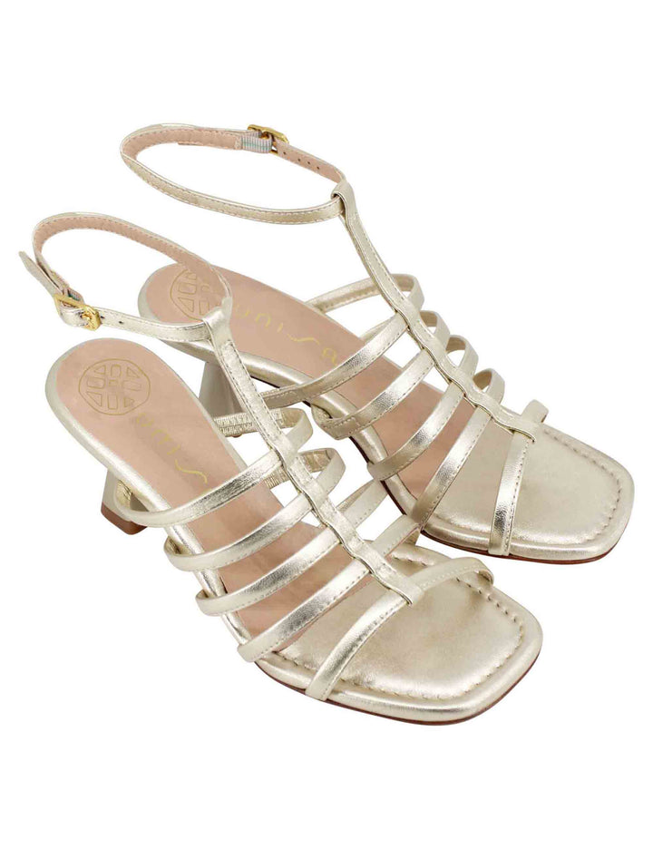 Spatarella Sandali donna in pelle laminata platino con punta quadra e cinturino alla caviglia Esporta salva