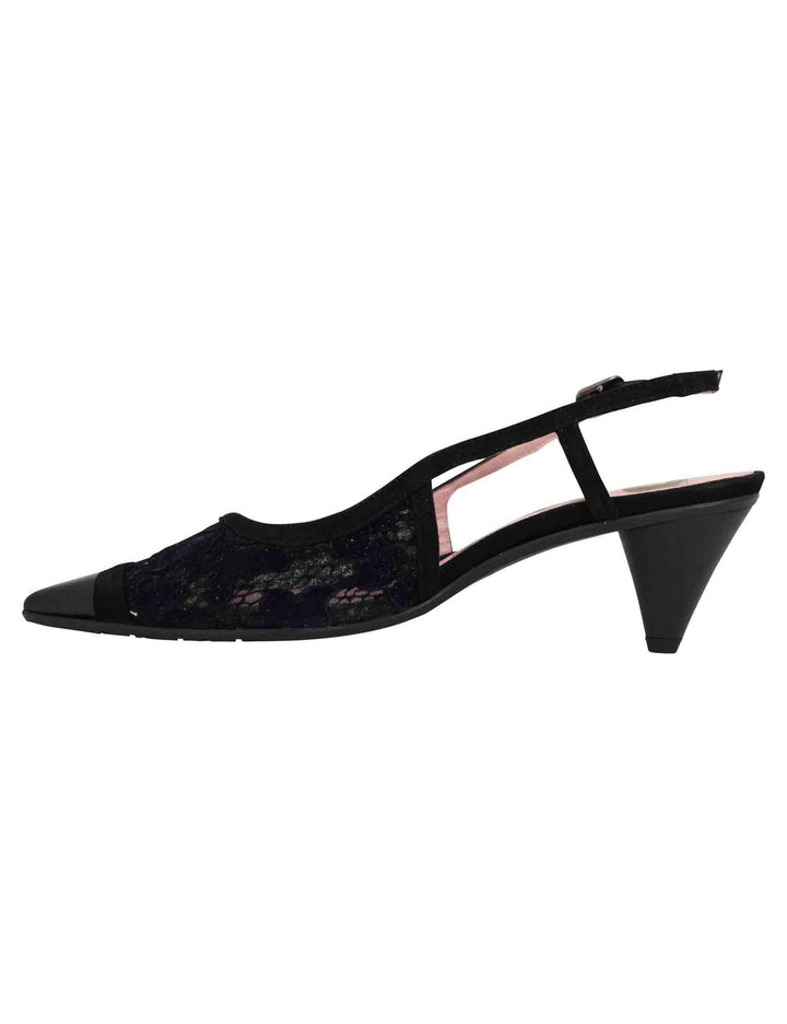 Spatarella Decollete slingback donna in pizzo nero con punta a punta Black Friday Prezzi