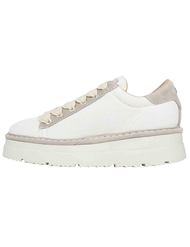 Spatarella Sneakers donna in tessuto bianco con fondo alto In vendita