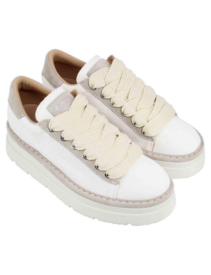 Spatarella Sneakers donna in tessuto bianco con fondo alto In vendita