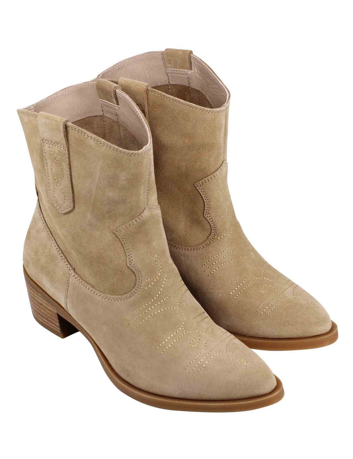Spatarella Stivaletti texani donna in camoscio beige Duty-free