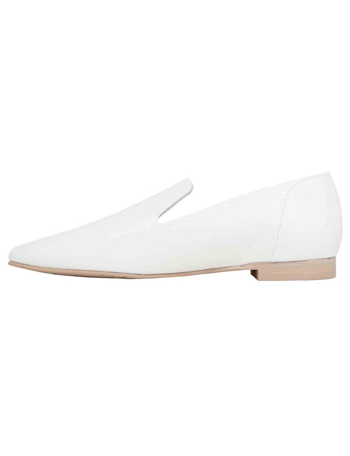 Spatarella Mocassini donna in pelle bianca con punta tonda 50% di sconto per tempo limitato