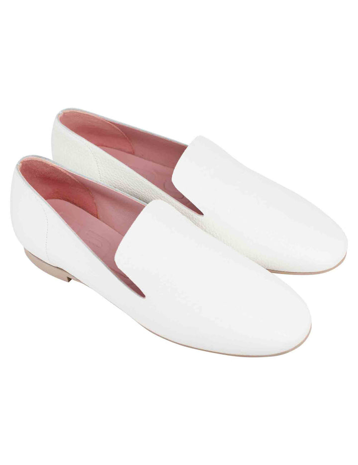 Spatarella Mocassini donna in pelle bianca con punta tonda 50% di sconto per tempo limitato