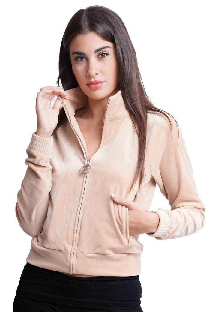 Spatarella Felpa donna Diamond in velluto beige con strass Italia