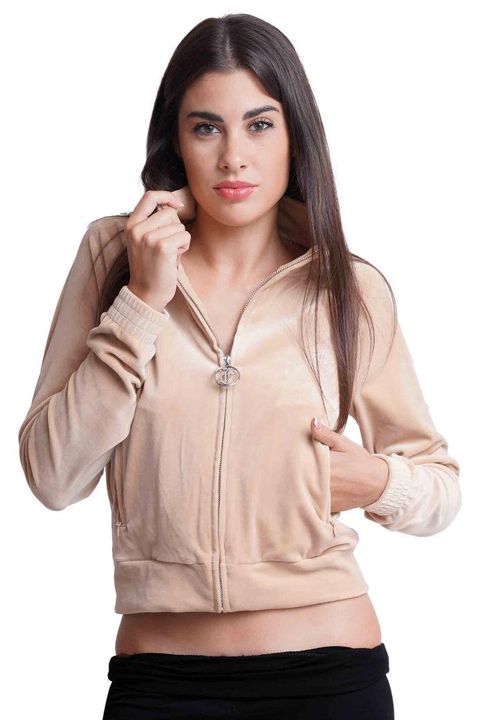 Spatarella Felpa donna Diamond in velluto beige con strass Italia
