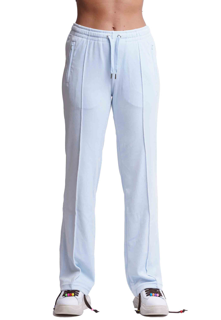 Spatarella Pantaloni donna Diamond in velluto celeste con strass Vendita