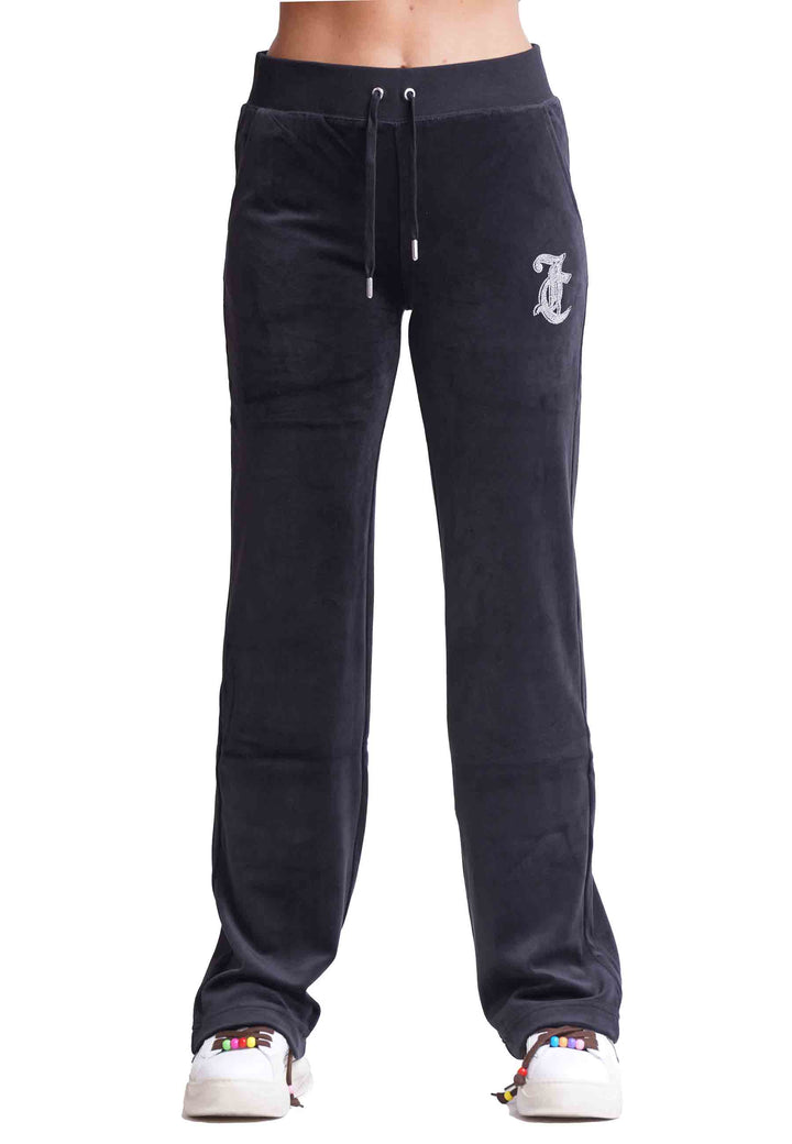 Spatarella Pantaloni donna Diamond in velluto nero con strass Promozione