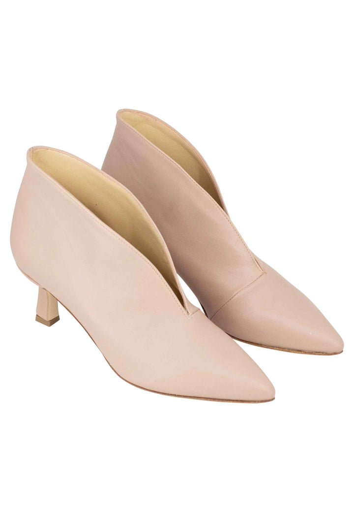 Spatarella Ankle boot donna in pelle cipria con tacco basso Spedizione Gratuita