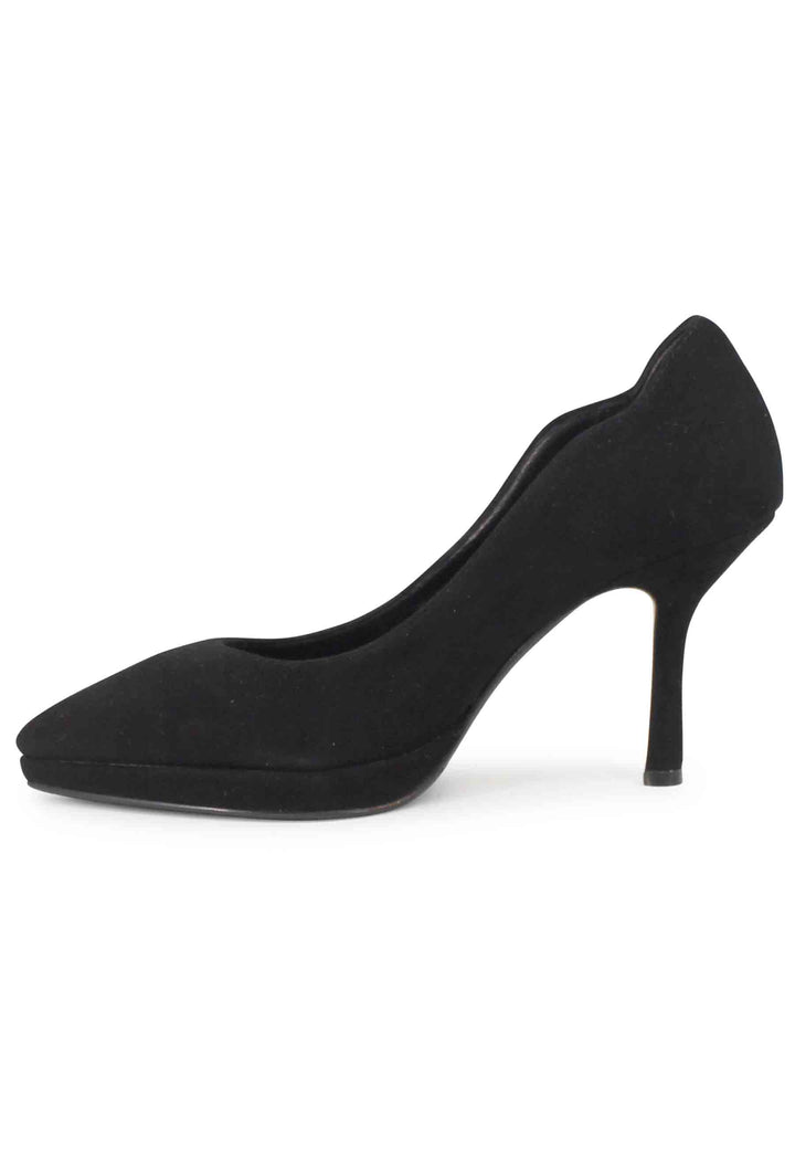 Spatarella Decollete donna in camoscio nero tacco alto Soddisfazione Garantita