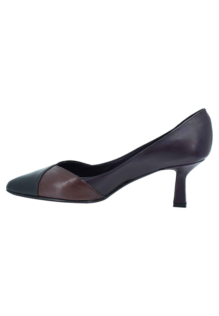 Spatarella Decollete donna in pelle bi colore nero e viola tacco basso Negozi Online
