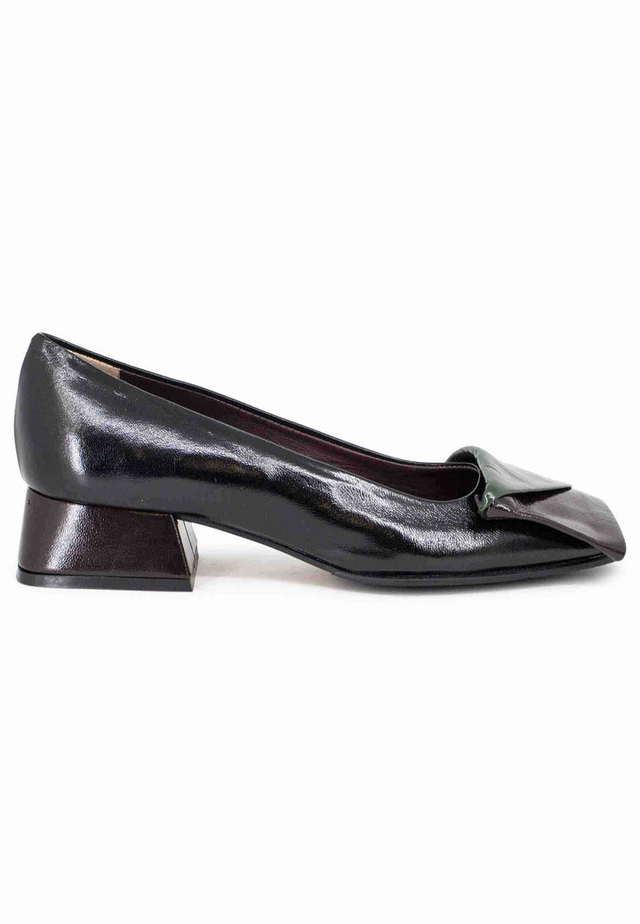 Spatarella Decollete donna in pelle nero tacco basso Promozione Limitata