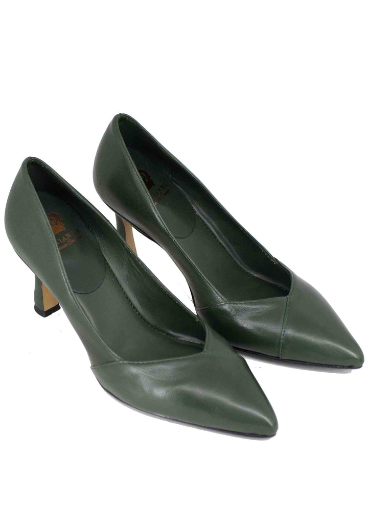 Spatarella Decollete donna in pelle verde tacco alto Prezzo Ridotto
