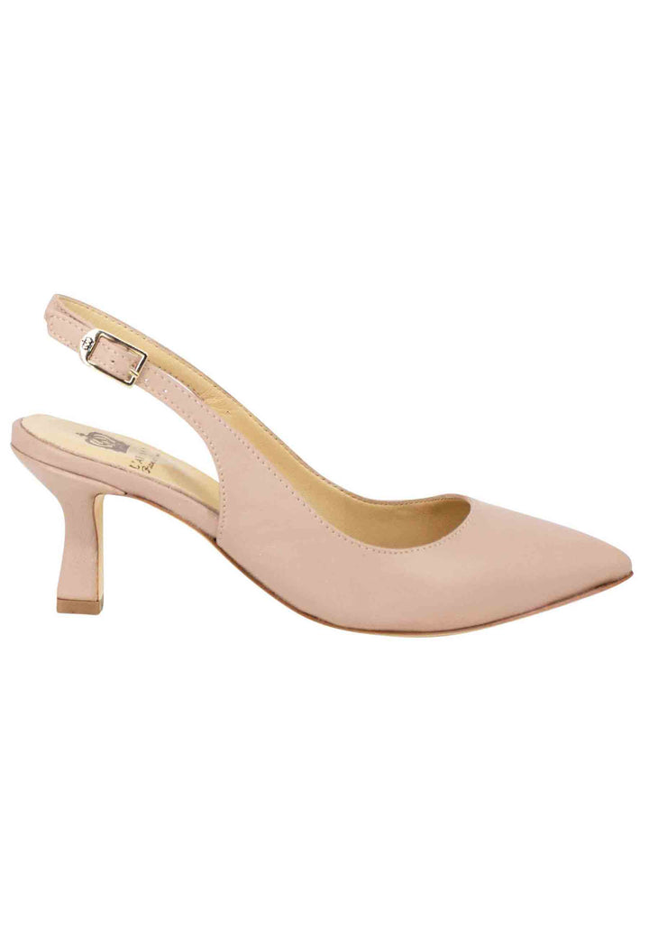Spatarella Decollete slingback donna in pelle cipria suola in cuoio Sottocosto