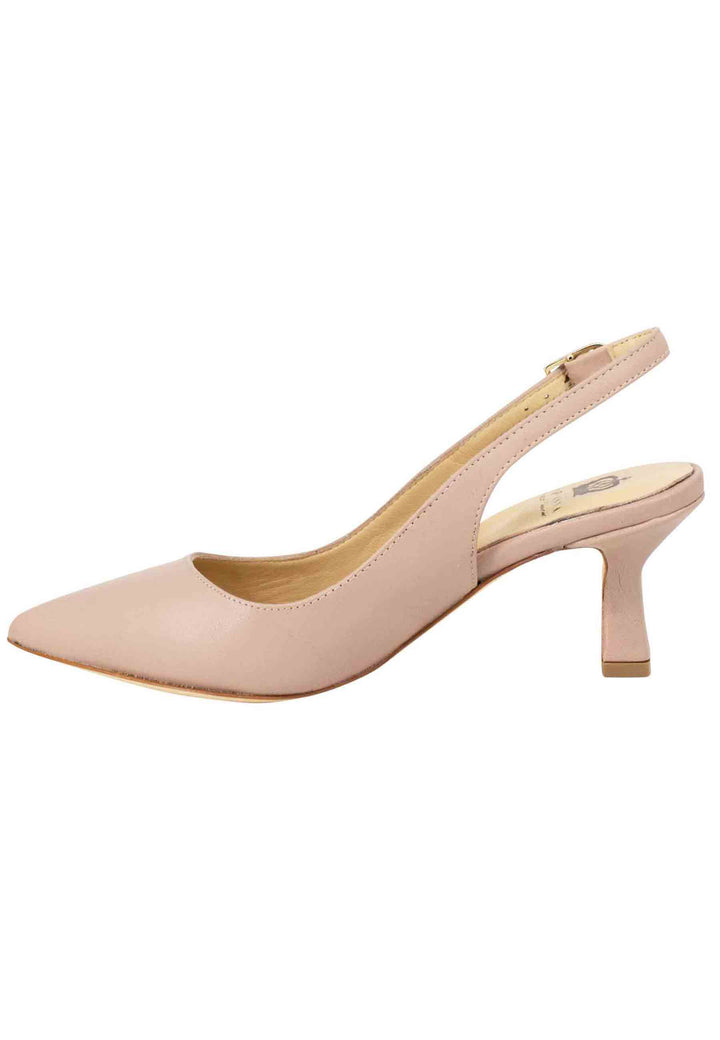 Spatarella Decollete slingback donna in pelle cipria suola in cuoio Sottocosto