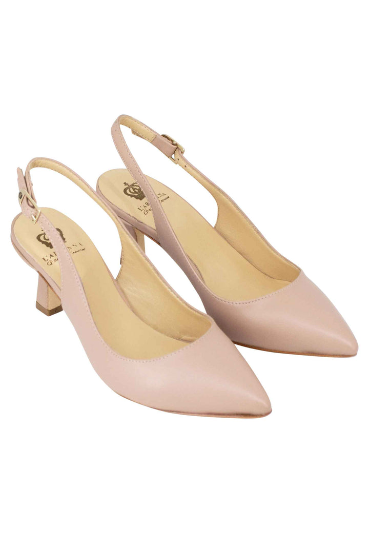 Spatarella Decollete slingback donna in pelle cipria suola in cuoio Sottocosto