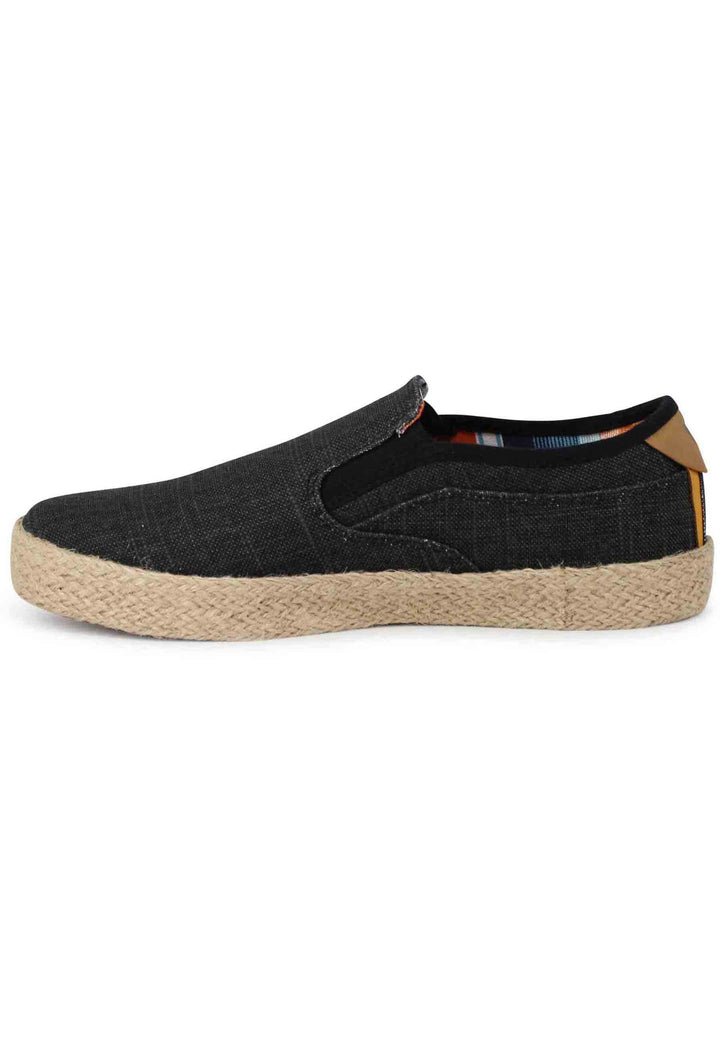 Spatarella Mocassini uomo Calypso Slip On Rope in tessuto nero con suola in corda Hotsell