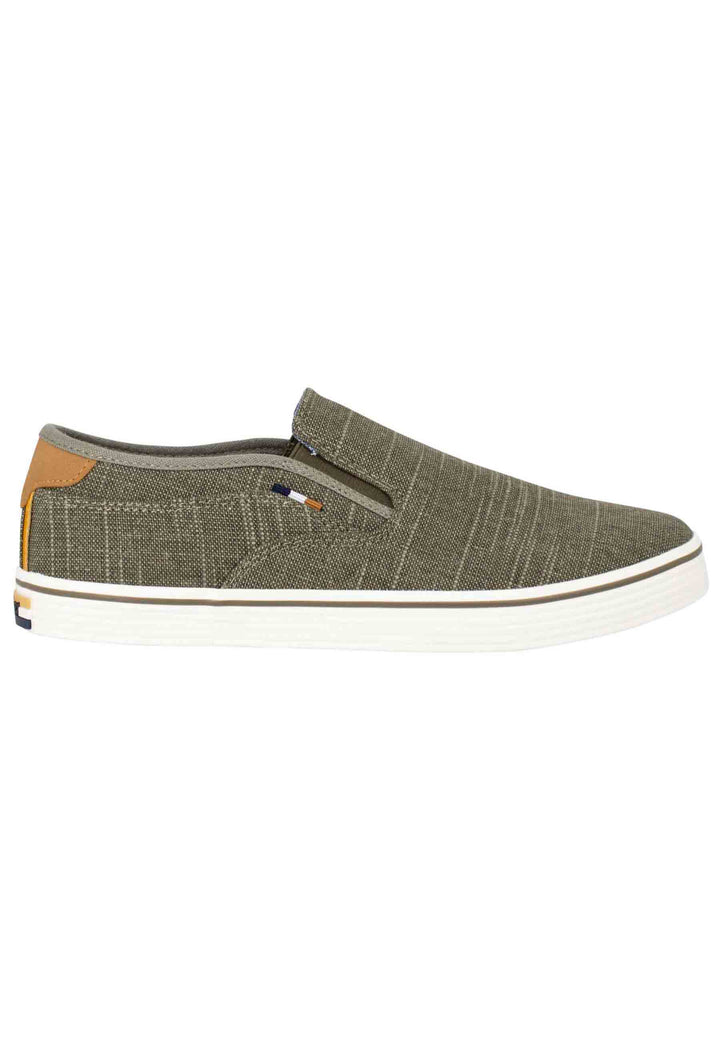 Spatarella Mocassini uomo Calypso Slip On in tessuto verde con suola in gomma Vendita Calda