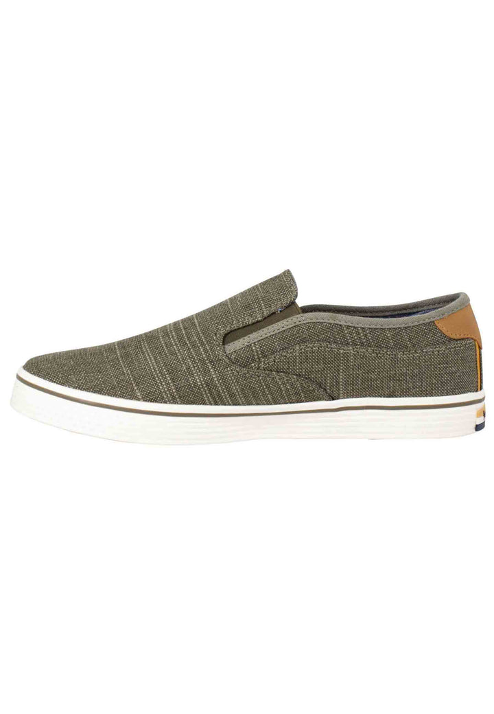 Spatarella Mocassini uomo Calypso Slip On in tessuto verde con suola in gomma Vendita Calda