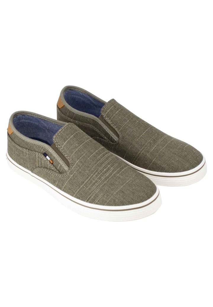 Spatarella Mocassini uomo Calypso Slip On in tessuto verde con suola in gomma Vendita Calda