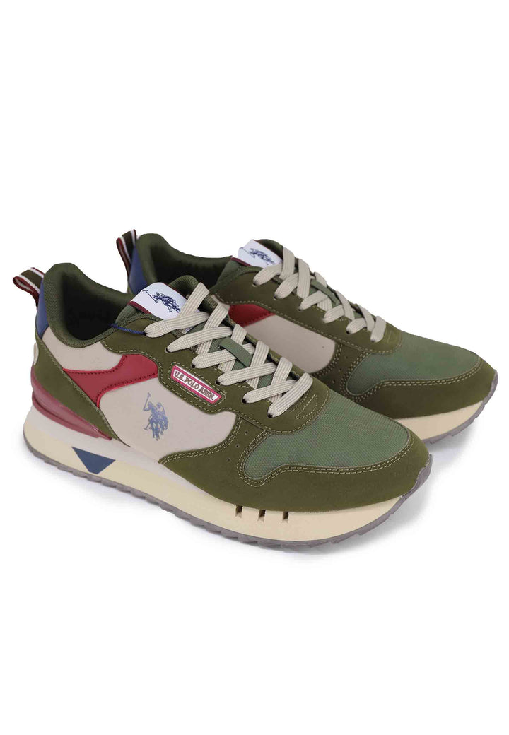 Spatarella Sneakers uomo in tessuto verde con suola alta Sconto di tempo limitato