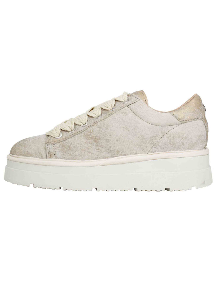 Spatarella Sneakers donna in pelle laminata oro con fondo alto Offerta speciale