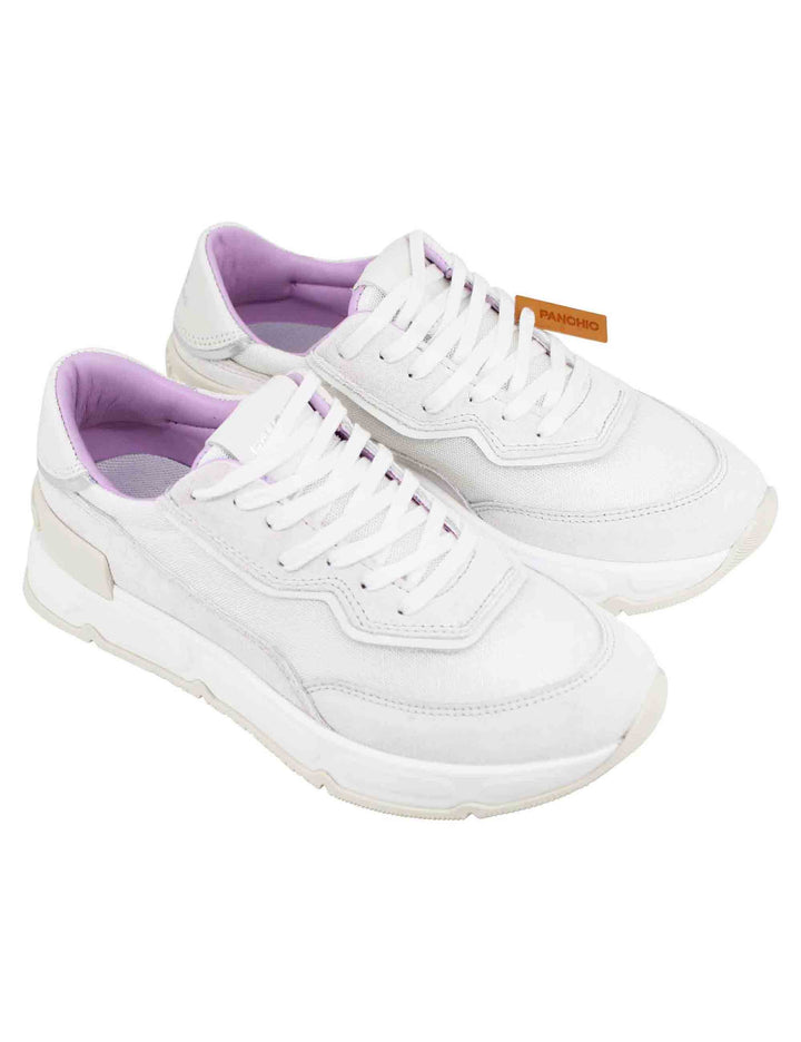 Spatarella Sneakers donna in pelle e tessuto bianco Flash Sale
