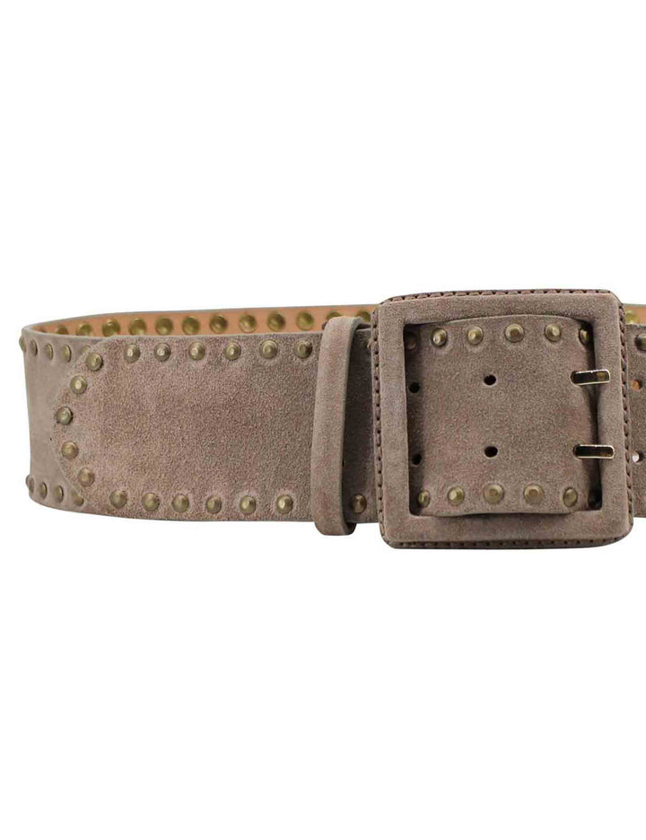 Spatarella Cinture donna in camoscio taupe con borchie Vendite stagionali