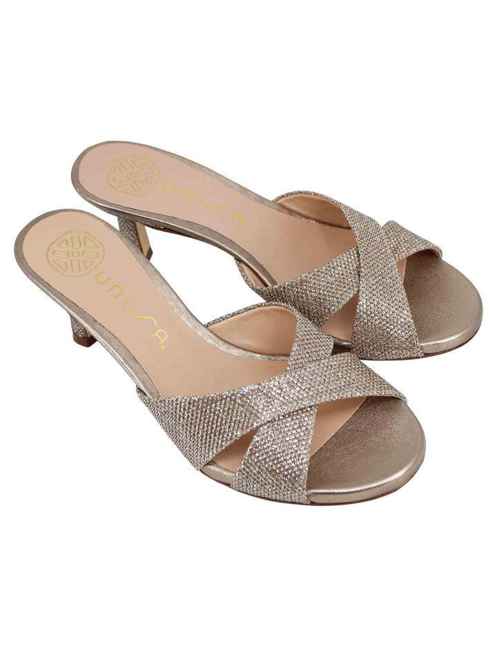 Spatarella Sandali scalzati donna in tessuto glitter bronzo Black Friday