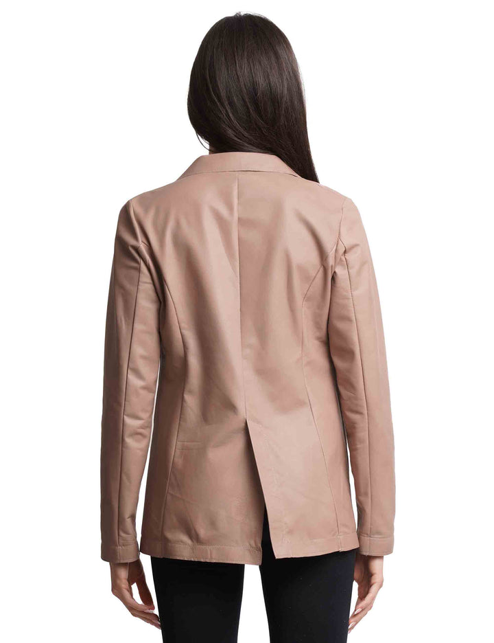 Spatarella Giacche donna monopetto in pelle sfoderata nude 1 bottone Offerta San Valentino