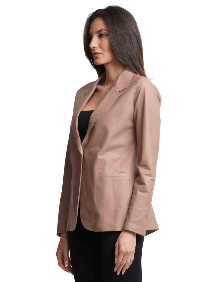 Spatarella Giacche donna monopetto in pelle sfoderata nude 1 bottone Offerta San Valentino