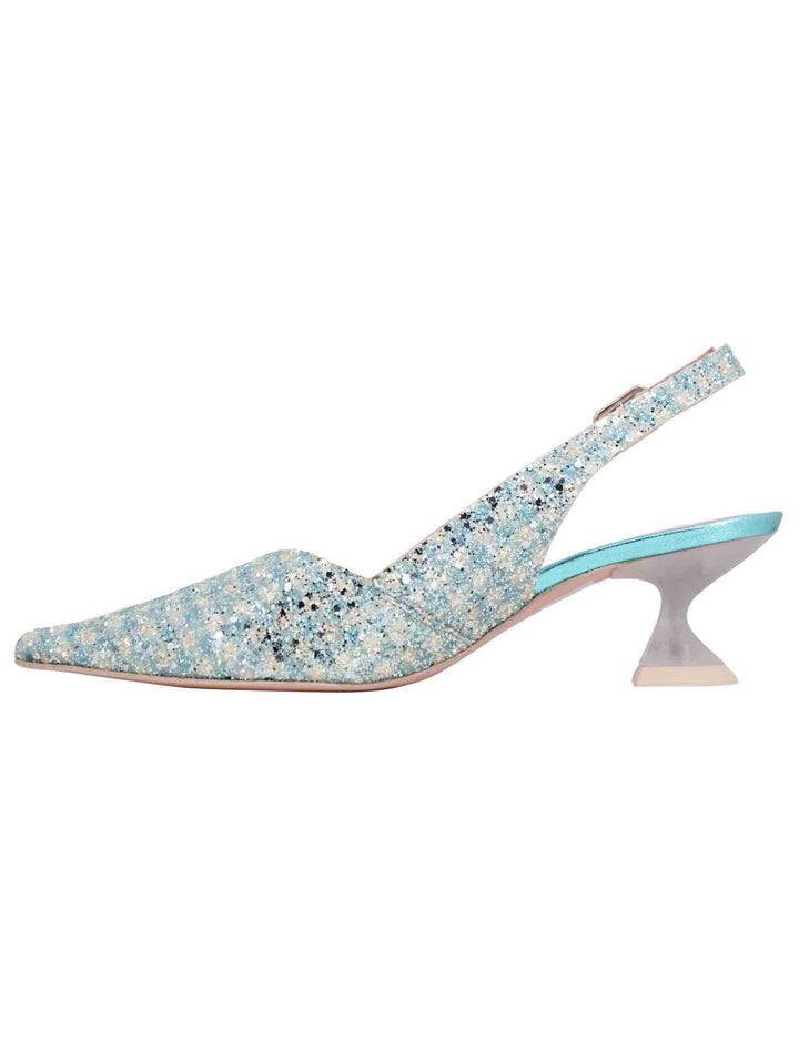 Spatarella Decollete slingback donna in tessuto verde con punta a punta Offerta Anniversario