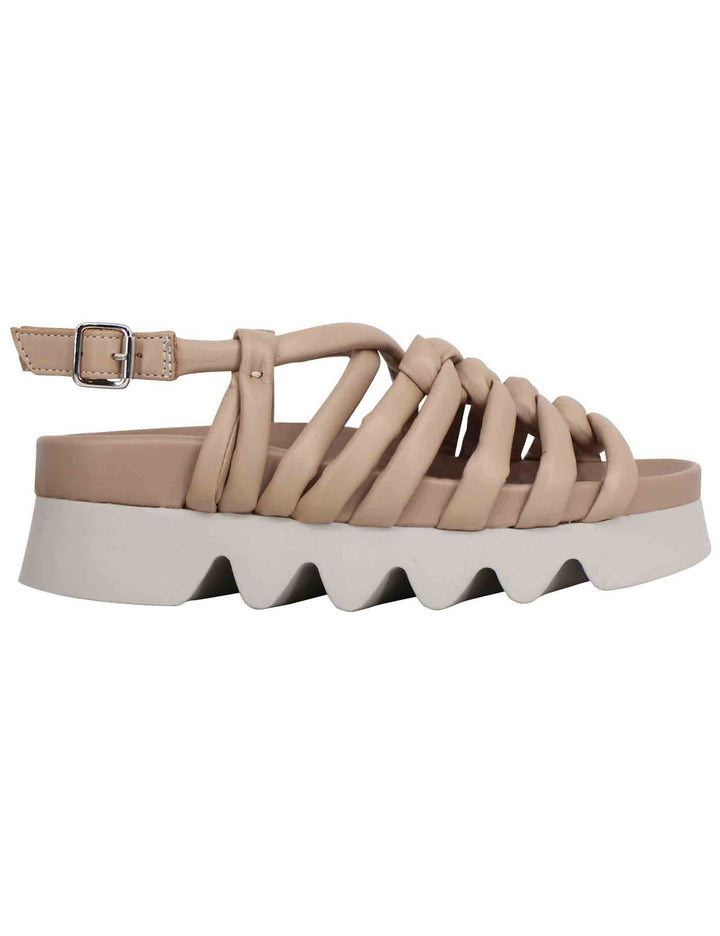 Spatarella Sandali donna in pelle beige con cinturini e suola carrarmato Offerta migliore