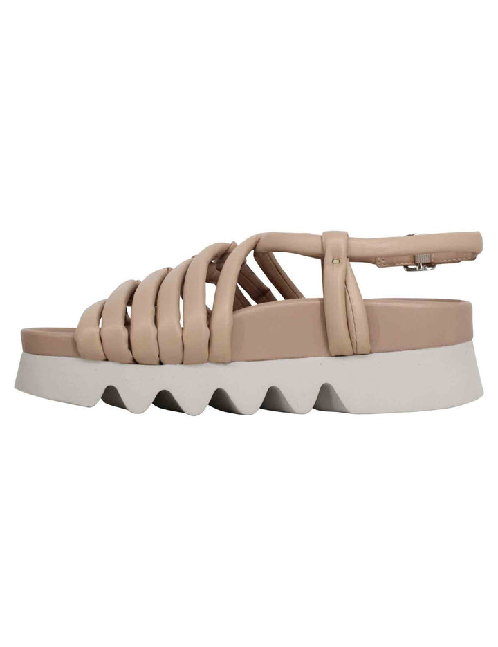 Spatarella Sandali donna in pelle beige con cinturini e suola carrarmato Offerta migliore
