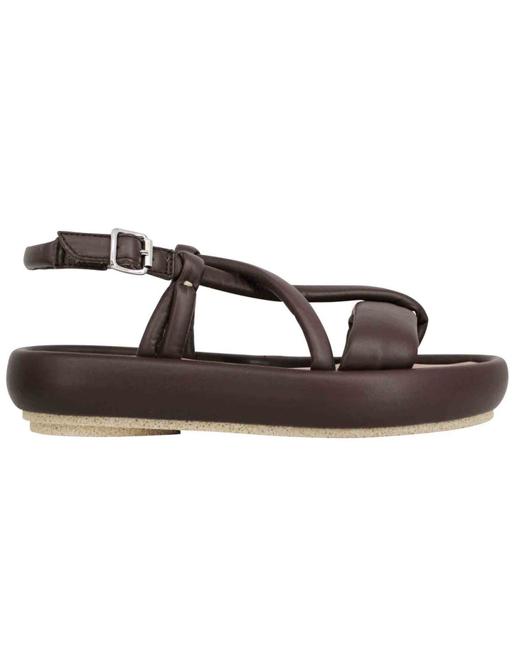 Spatarella Sandali infradito slingback donna in pelle testa di moro con zeppa bassa Offerta temporanea