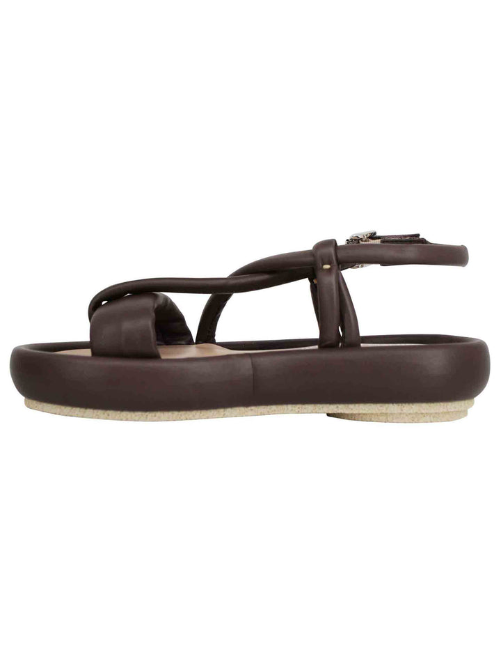 Spatarella Sandali infradito slingback donna in pelle testa di moro con zeppa bassa Offerta temporanea