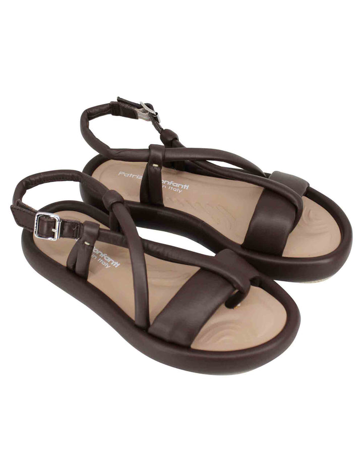 Spatarella Sandali infradito slingback donna in pelle testa di moro con zeppa bassa Offerta temporanea